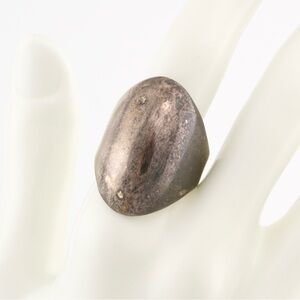 Vintage Modernist Sterling Silver Dome Ring Size 10 Long Oval Statement Band